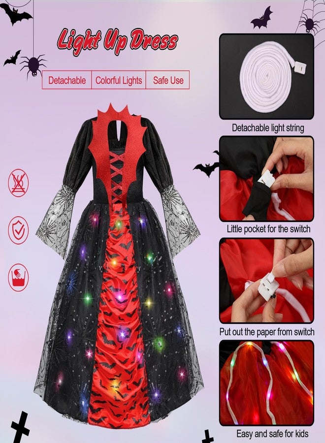 Meland Vampire Costume for Girls, Light up Halloween Costumes for Kids & Toodlers Aged 4-14 Years Old(S) - Image 5